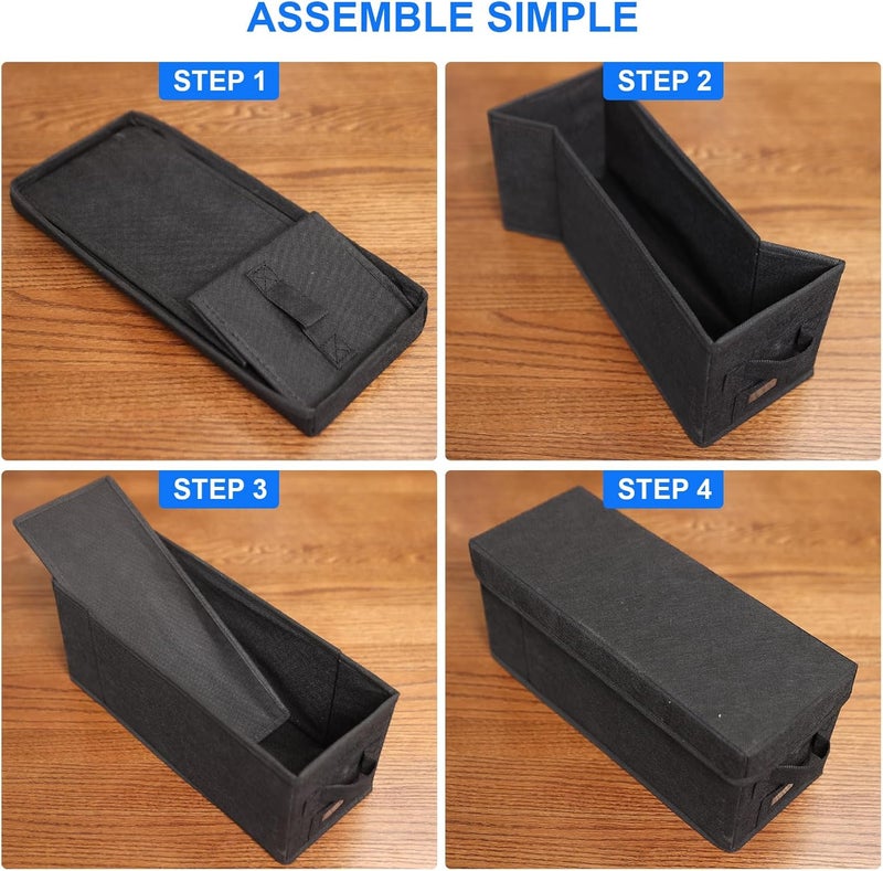 BOATISLE CD Case Holder with Handles and Lid – CD Storage Box with External Label Slots, Easy-to-Move Organizer Case for Efficient Media Storage,4Pack-Black - Image 4